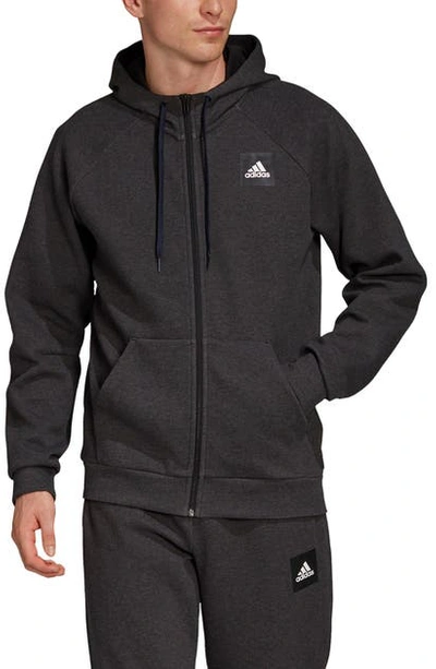 Shop Adidas Originals Must Haves Stadium Zip Hoodie In Black Melange