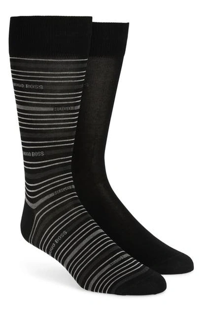 Shop Hugo Boss Assorted 2-pack Dress Socks In Black