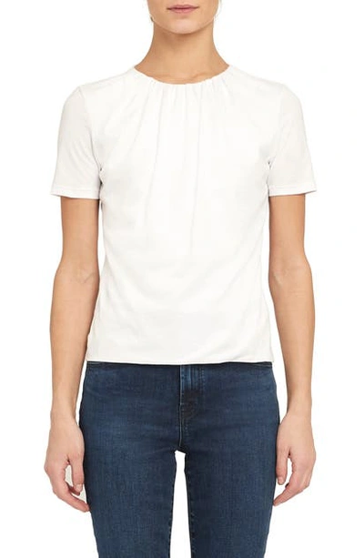 Shop Theory Apex Gathered Neck Pima Cotton T-shirt In White