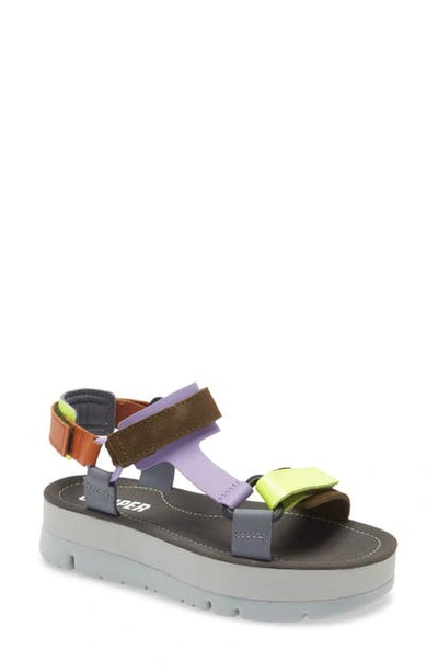 Shop Camper Oruga Up Platform Sport Sandal In Grey Multicolor Leather