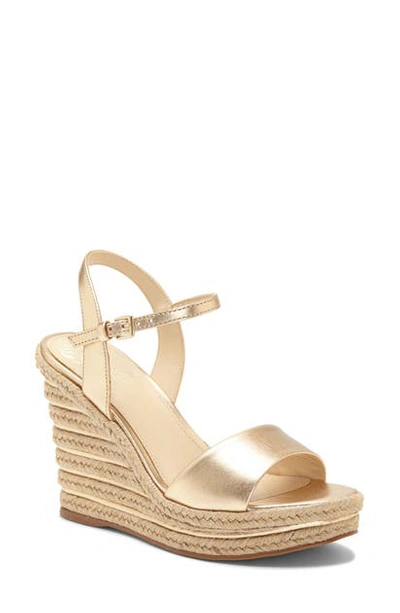 Shop Vince Camuto Marybell Platform Wedge Sandal In Egyptian Gold Leather