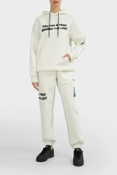 Shop Adidas Originals By Alexander Wang Graphic-print Cotton-fleece Hoodie, L In White