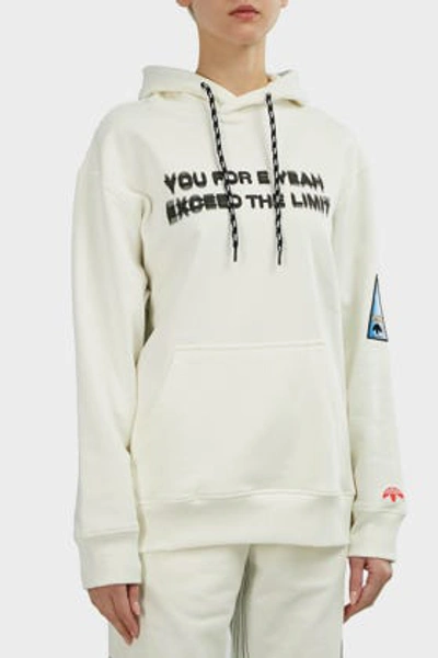 Shop Adidas Originals By Alexander Wang Graphic-print Cotton-fleece Hoodie, L In White