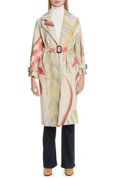 Shop Etro Leaf Print Wool & Cashmere Coat In White