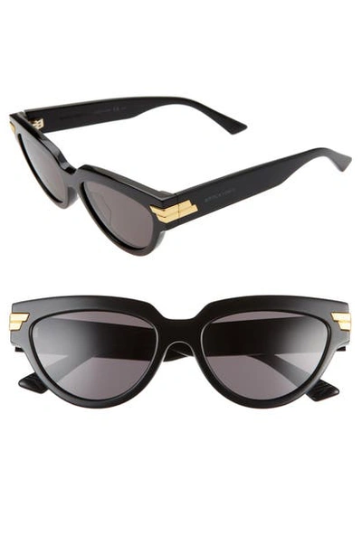 Shop Bottega Veneta 55mm Cat Eye Sunglasses In Black/ Grey