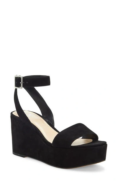 Shop Vince Camuto Gijenta Wedge Sandal In Black Suede