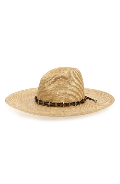 Shop Saint Laurent Straw Western Hat In Sable/ Noir