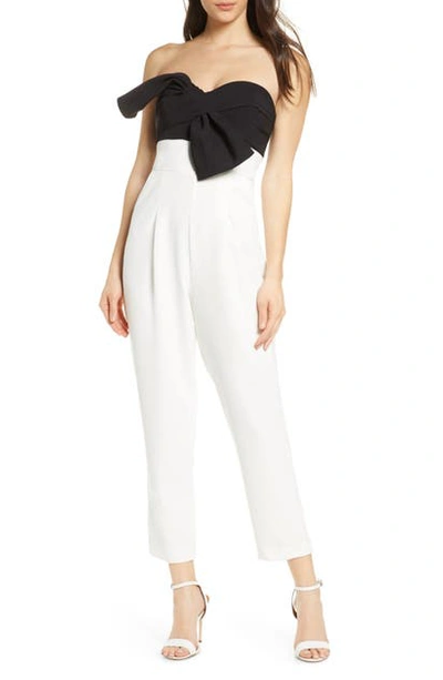 Shop Ever New Two-tone Bow Bodice Jumpsuit In Black/ White
