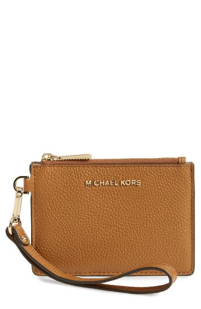 Shop Michael Michael Kors Small Mercer Leather Rfid Coin Purse In Acorn