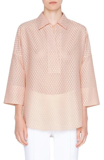 Shop Akris Punto Dot Lace Tunic Blouse In Aurora