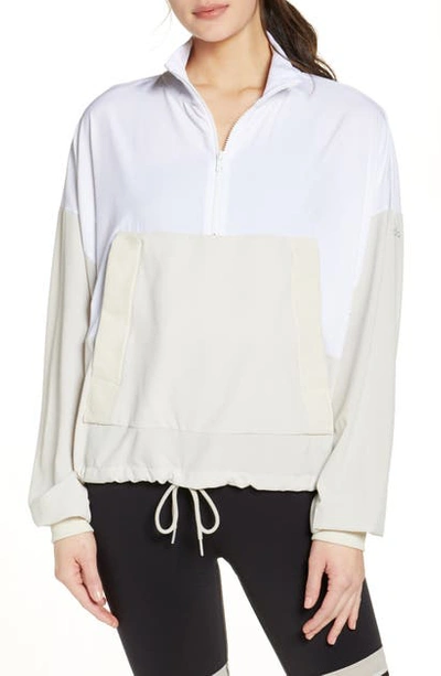 Shop Alo Yoga City Girl Quarter Zip Pullover In White/ Bone