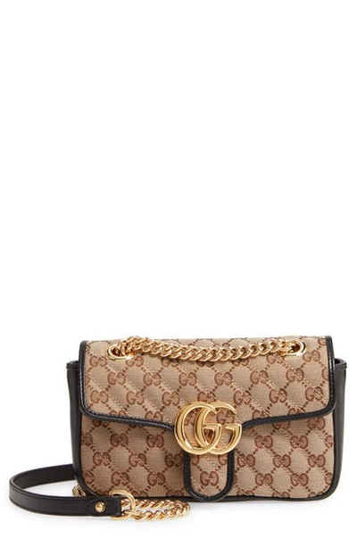 Shop Gucci Mini Gg 2.0 Quilted Shoulder Bag In Beige Ebony/ Nero