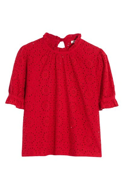 Madewell Embroidered Eyelet Ruffle-Neck on sale Keyhole Top Size XL