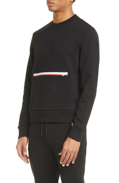 Shop Moncler Kangaroo Pocket Sweatshirt In Black