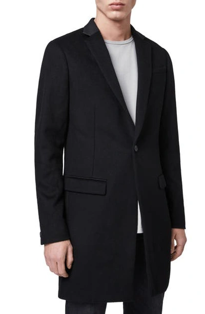 Shop Allsaints Standen Regular Fit Wool Topcoat In Black
