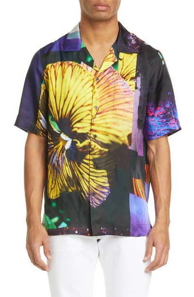 Shop Dries Van Noten Carltone Floral Short Sleeve Button-up Shirt In Desa