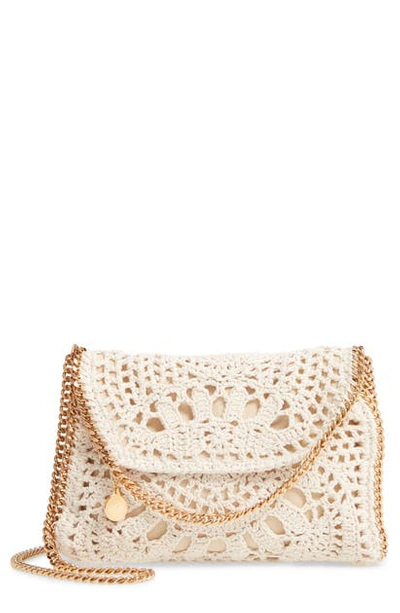 Shop Stella Mccartney Mini Cotton Crochet Shoulder Bag In Butter Cream