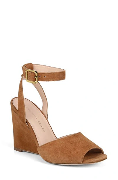 Shop Veronica Beard Cyndi Ankle Strap Wedge Sandal In Pecan