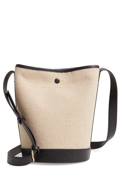 Shop Apc Helene Canvas & Leather Bucket Bag In Lzz Noir