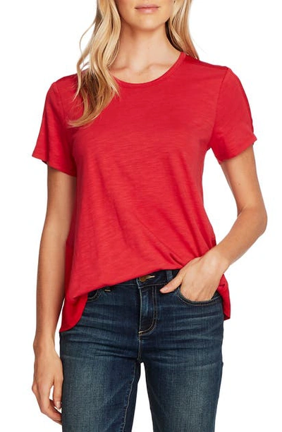 Shop Vince Camuto Mixed Media Top In Rhubarb