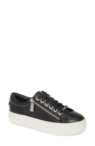 Shop Jslides Harling Zip Platform Sneaker In Black Leather