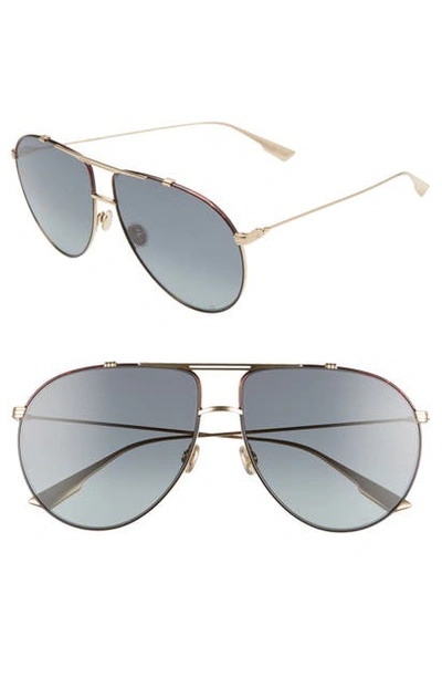 Shop Dior Monsieur 63mm Oversize Aviator Sunglasses In Gold Beige/ Multi