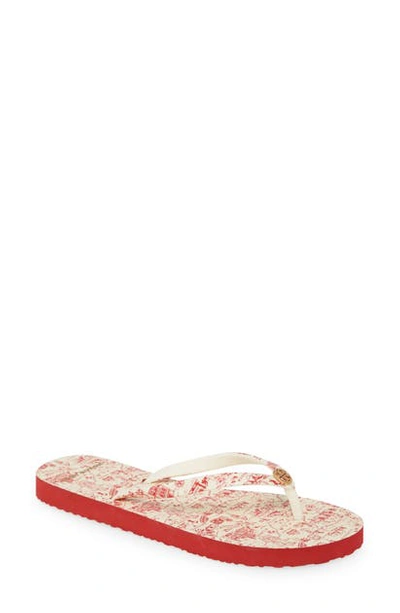 Shop Tory Burch Print Flip Flop In Red Destination