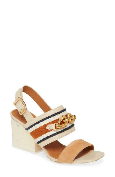 Shop Tory Burch Jessa Horse Hardware Slingback Sandal In Tan Multi / Dulce De Leche