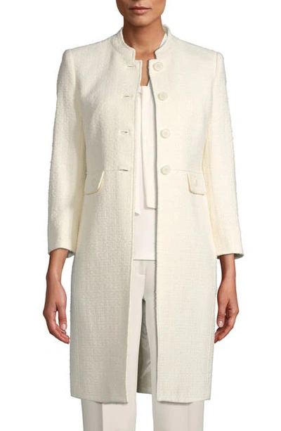 Shop Anne Klein Tweed Topcoat In Anne White
