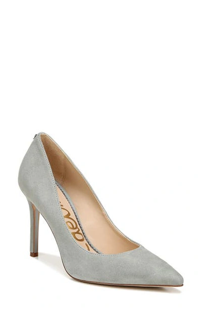 Shop Sam Edelman Hazel Pointy Toe Pump In Mineral Green Suede