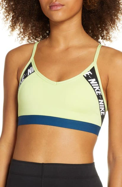 Shop Nike Indy Logo Dri-fit Sports Bra In Valerian Blue/ White