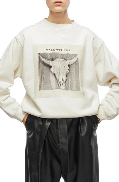 Shop Anine Bing Ramona Graphic Sweatshirt In Ivory