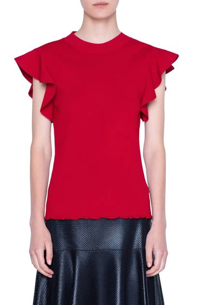 Shop Akris Punto Cutout Back Flutter Sleeve Knit Top In Prickly Pear