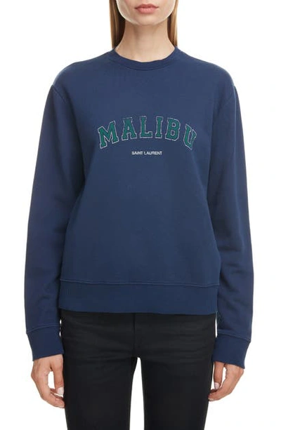 Shop Saint Laurent Malibu Sweatshirt In Marine Blanchi/multi