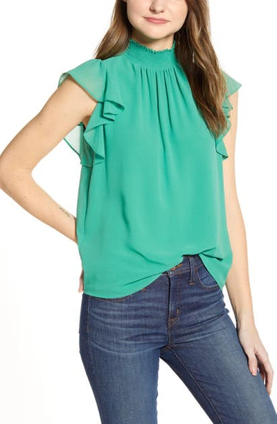 Shop 1.state Smocked Neck Top In Fresh Grass
