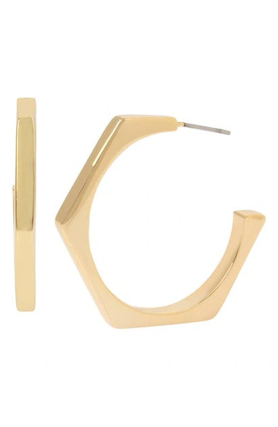 Shop Allsaints Hexagon Open Hoop Earrings In Gold