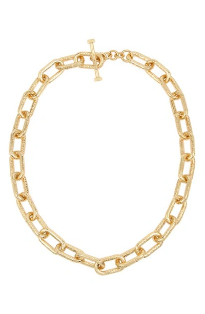 Shop Allsaints Textured Link Collar Necklace In Gold