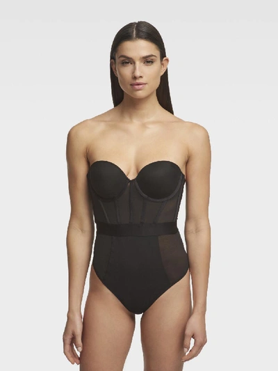 Shop Donna Karan Dkny Women's Sheer Cupped Bodysuit - In Black