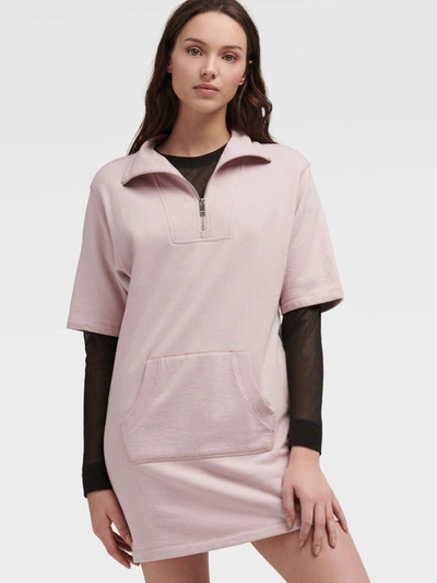 Shop Donna Karan Half-zip Logo Sneaker Dress In Mulberry