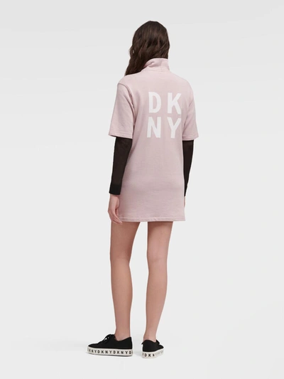 Shop Donna Karan Half-zip Logo Sneaker Dress In Mulberry