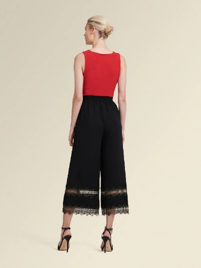 Shop Donna Karan Women's Cropped Wide-leg Pant With Lace Trim - In Black