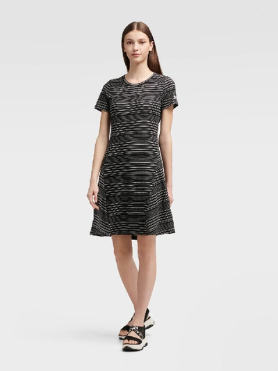 Shop Donna Karan Striped Rib Knit Dress In Black Combo