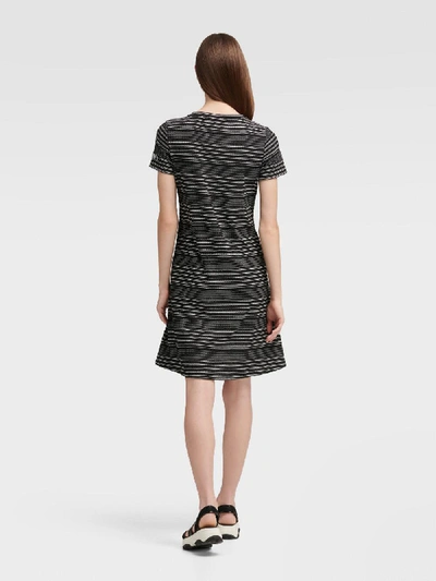 Shop Donna Karan Striped Rib Knit Dress In Black Combo