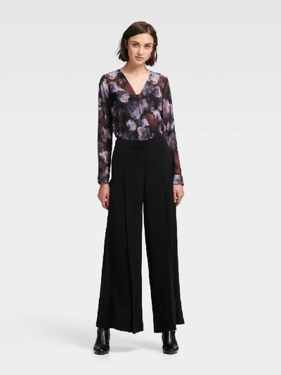 Shop Donna Karan Dkny Women's Dotted Pinstripe Wide-leg Pant - In Black