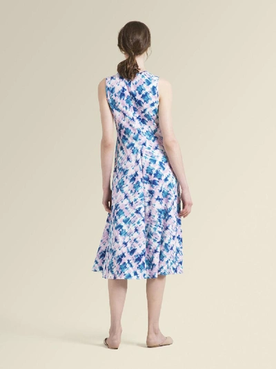 Shop Donna Karan Printed Jersey Sleeveless Dress In Seaglass