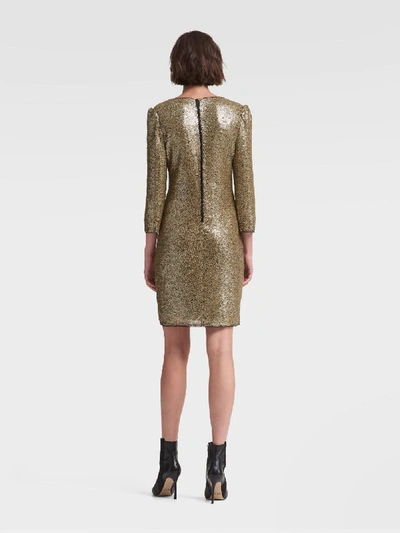 Shop Donna Karan Dkny Women's Sequined Dress With Shoulder Detail - In Gold