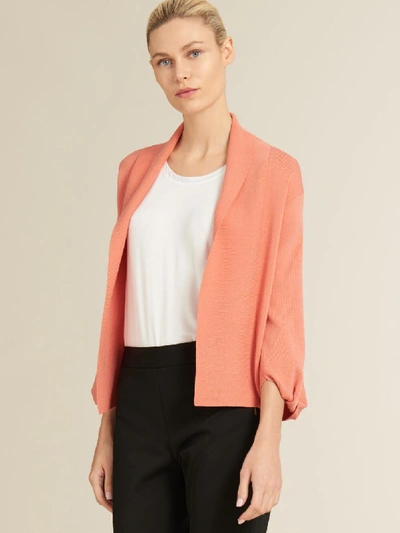 Shop Donna Karan Knotted Sleeve Open-front Cardigan In Petal Pink