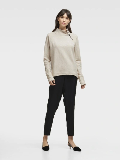 Shop Donna Karan Dkny Embroidered Logo Zip Sweatshirt In Oatmeal Heather