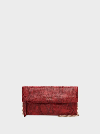 Shop Donna Karan Sally Foldover Clutch Crossbody In Bright Red