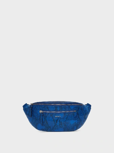 Shop Donna Karan Sally Snake-embossed Belt Bag In Royal Blue